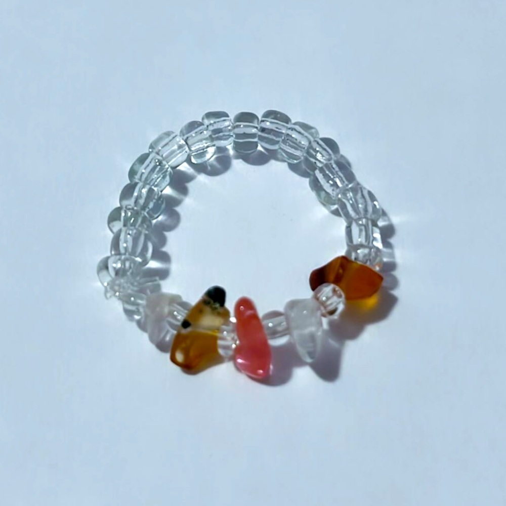 Clear beads with crystal.